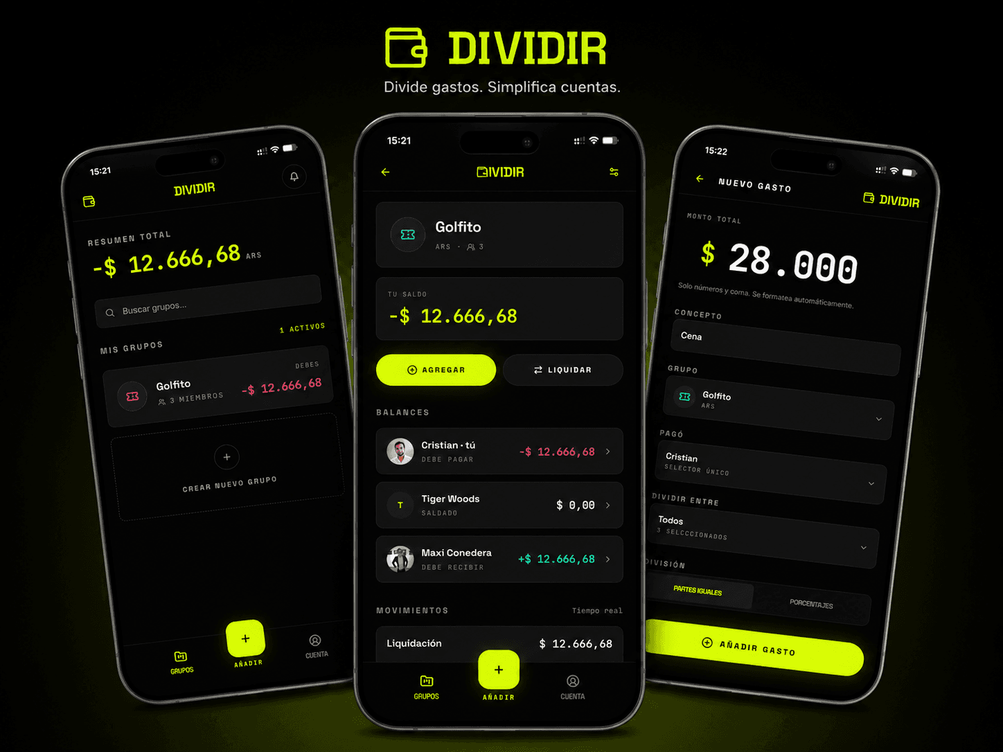 Dividir mobile app demo preview