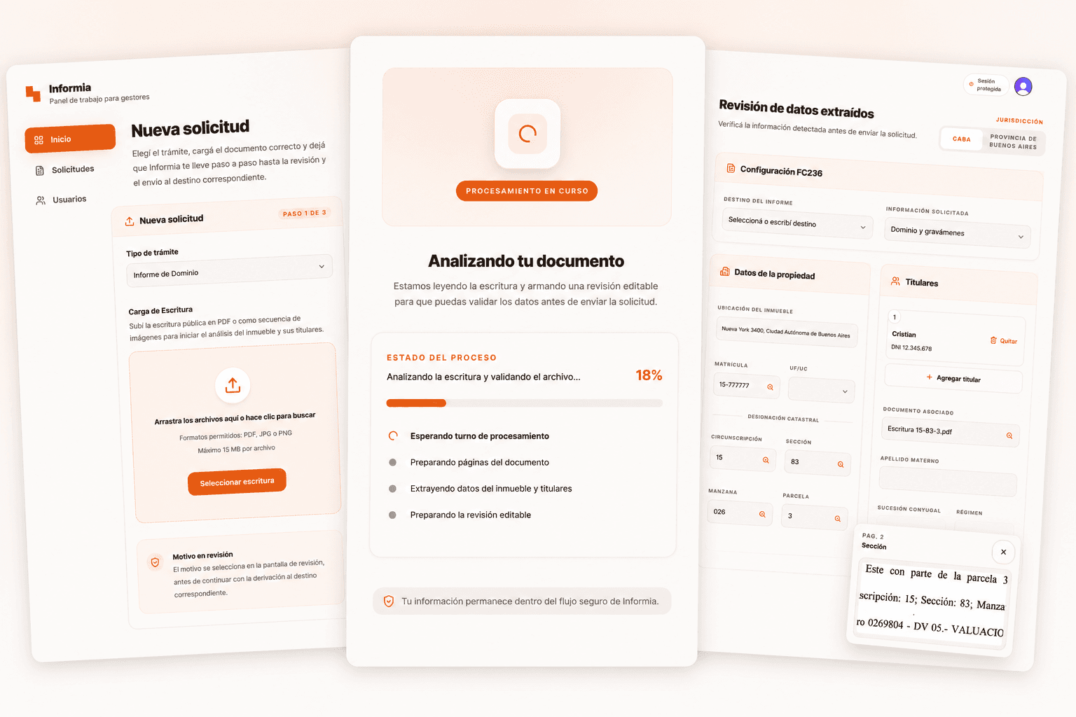 Informia document extraction app preview